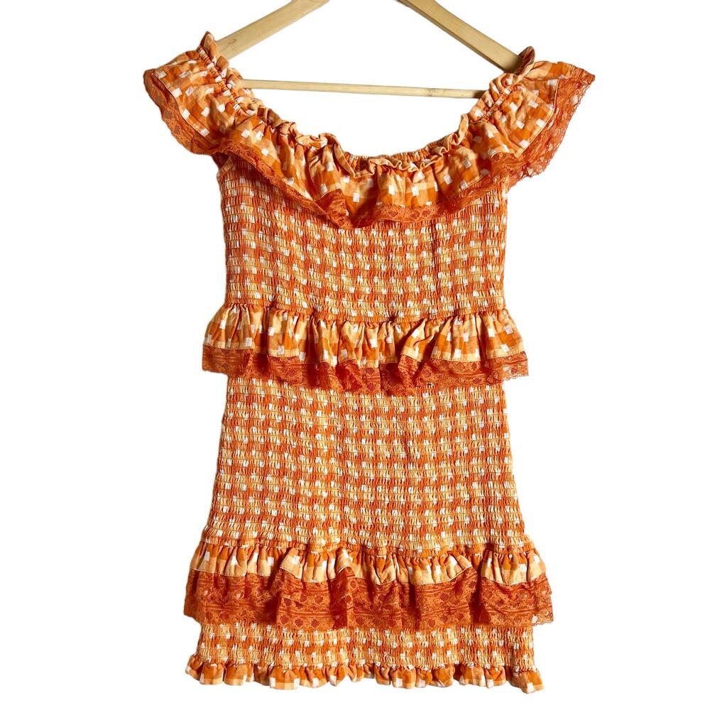 Revolve Tularosa Teri Knit Lace Off The Shoulder Mini Dress Orange Size M
